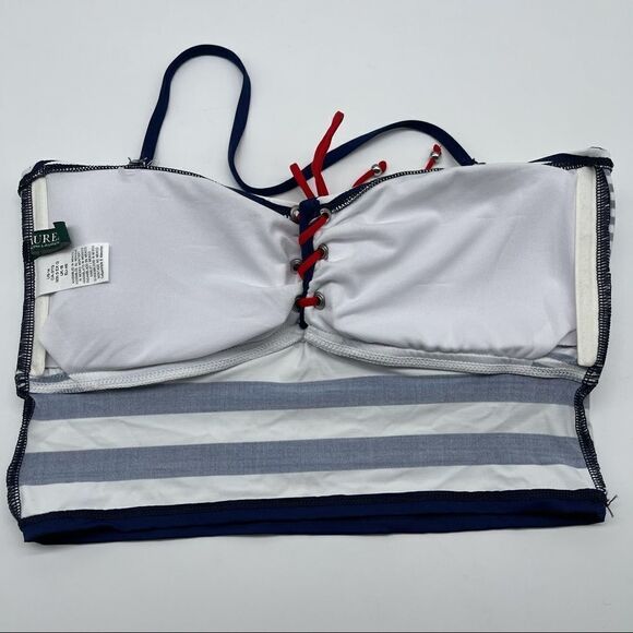 Ralph Lauren Stripe Bandeaukini W/ Removable Strap Size 14 - Picture 6 of 13